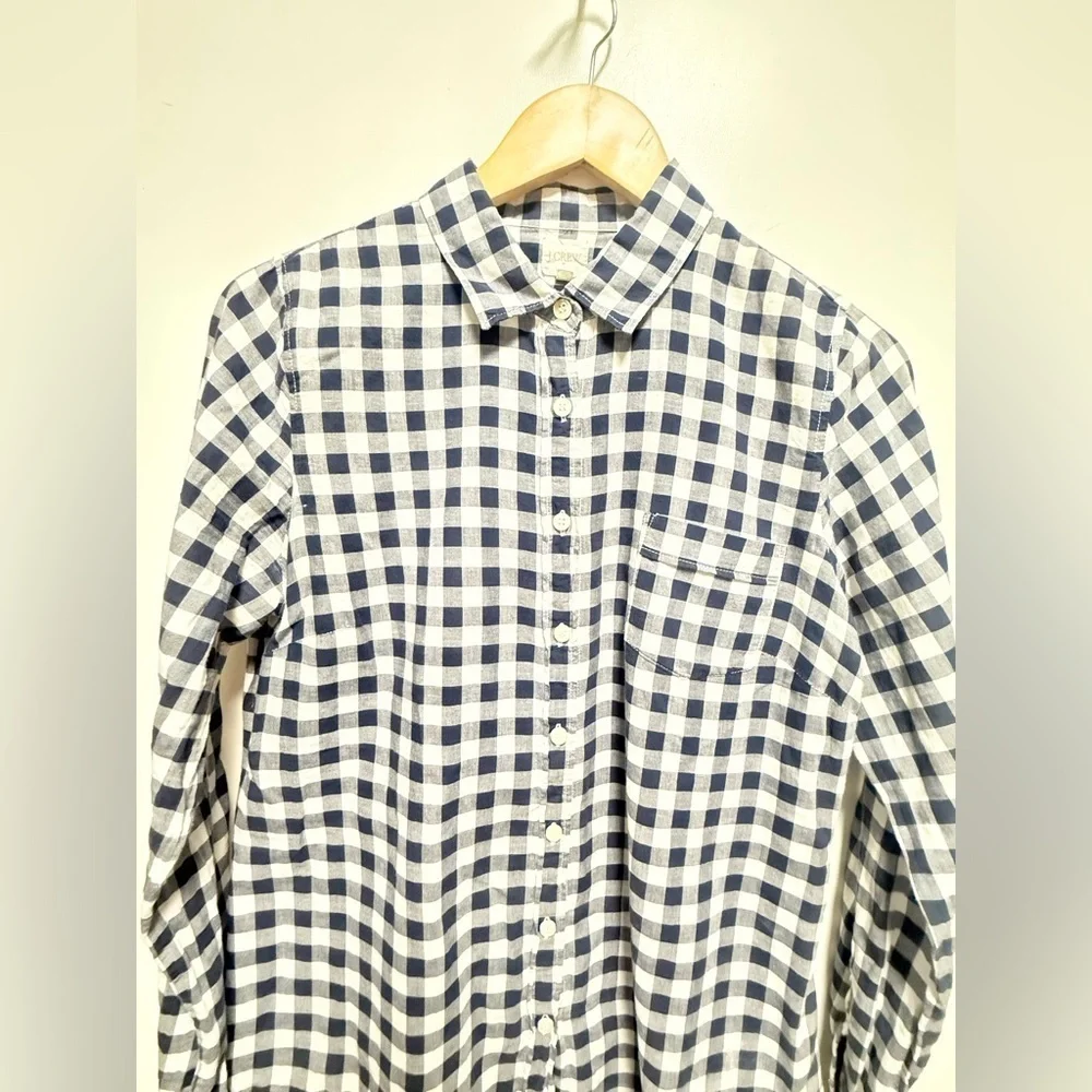 J. Crew Blue and White Plaid Shirt